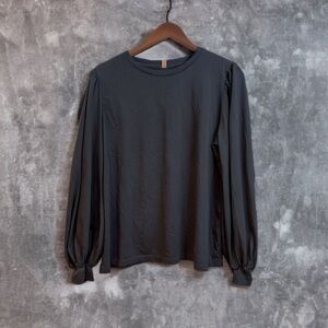 Lunya Organic Pima Cotton Puff Sleeve Top M Black Luxury Lounge Premium Soft